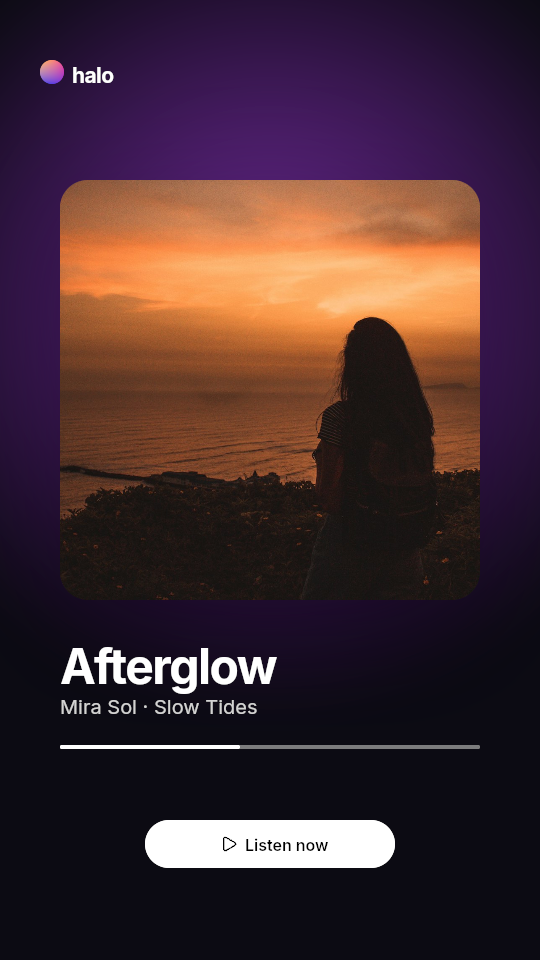 A story: Afterglow by Mira Sol, with Listen now.